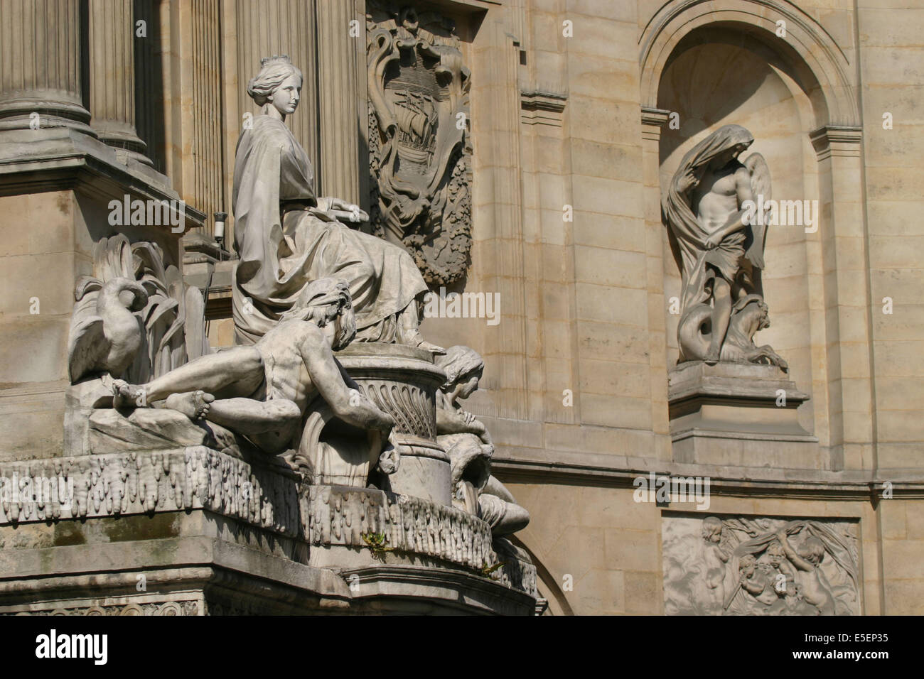 France, paris 7e, rue de grenelle, fontaine des saisons, detail, sculpteur edme bouchardon, Stock Photo