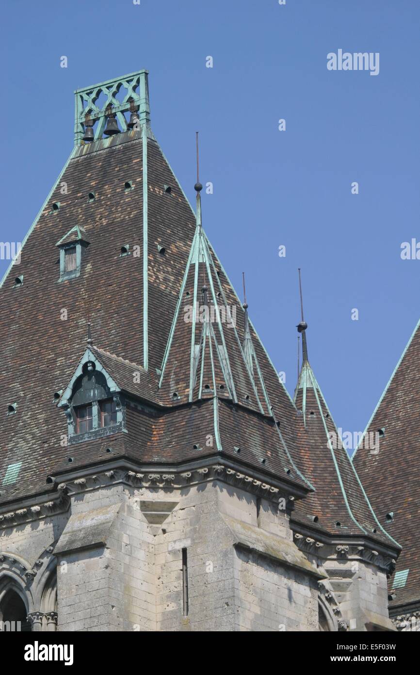 France, region picardie, oise, noyon, art gothique, religion, toitures des tours de la cathedrale Stock Photo
