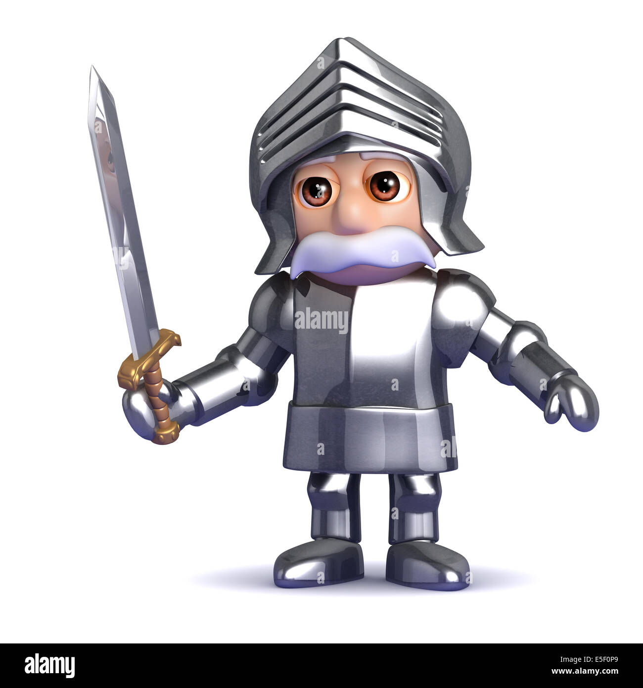 3d render of a knight with sword drawn Stock Photo