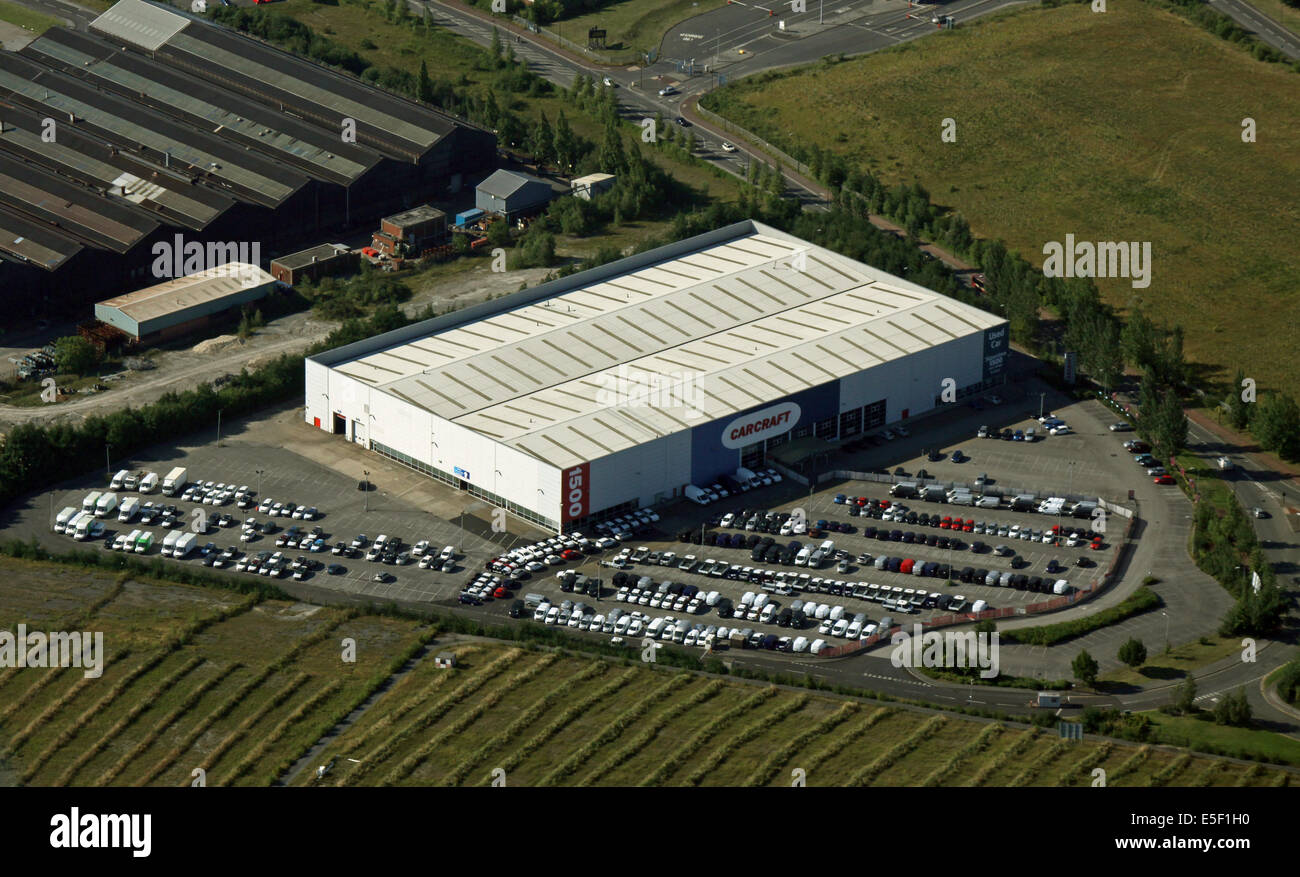 aerial view of the Carcraft car showroom in Sheffield, very close to the Airport Stock Photo Alamy