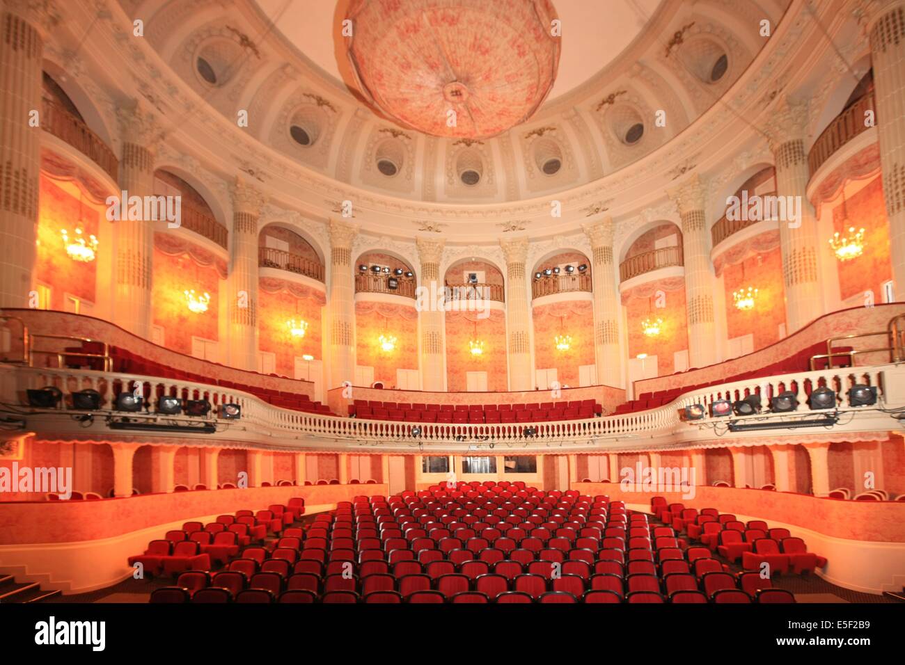 France, Basse Normandie, Calvados, cote fleurie, Deauville, theatre du casino, realisation a l'italienne restaure par jacques garcia, Stock Photo