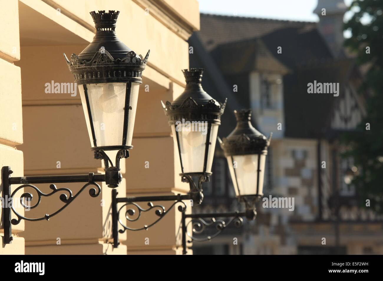 France, Basse Normandie, Calvados, Deauville, casino barriere, detail  facade arriere, ornements, candelabres, eclairage, luminaires Stock Photo -  Alamy
