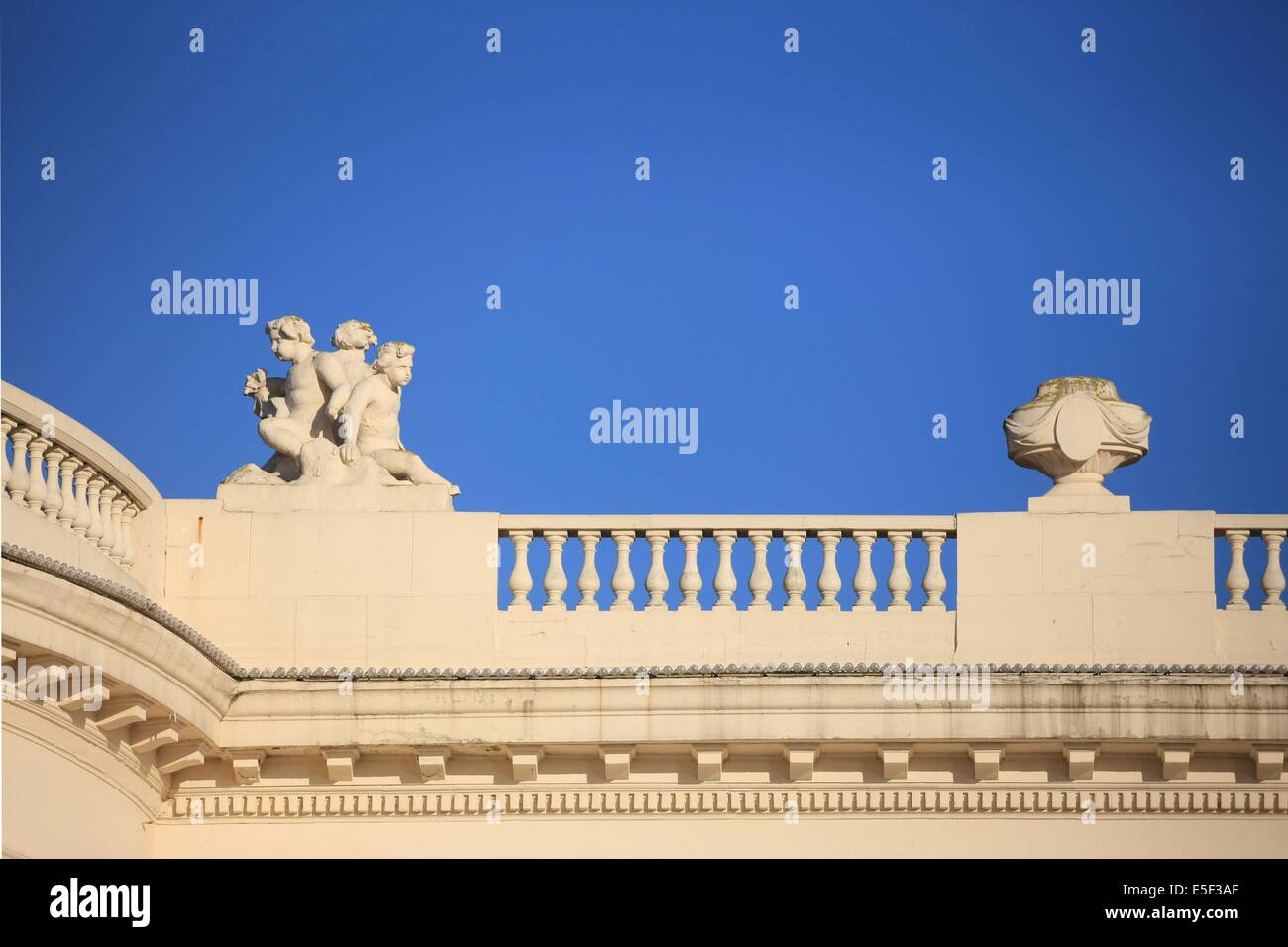 France, Basse Normandie, Calvados, cote fleurie, Deauville, terrasse et galerie du casino barriere, Stock Photo