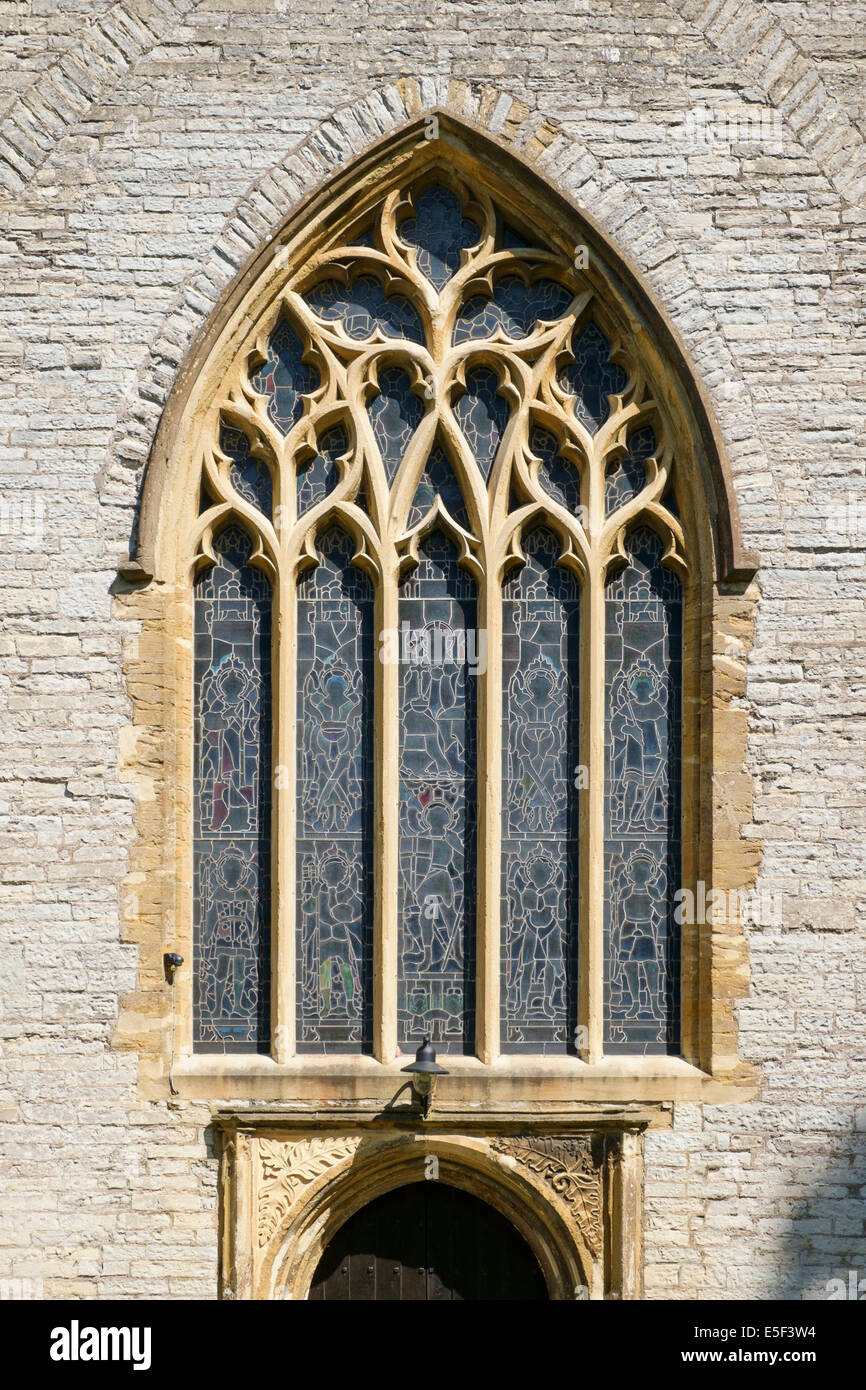 Medieval arched window detail on a church in England, UK Stock Photo