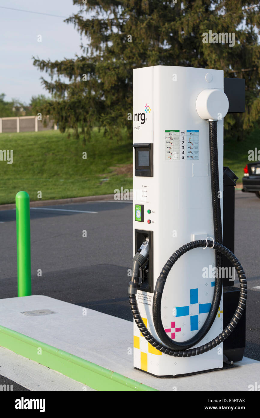 New Electric car charging station and parking lot in USA installed by NRG eVGO to recharge electric cars Stock Photo