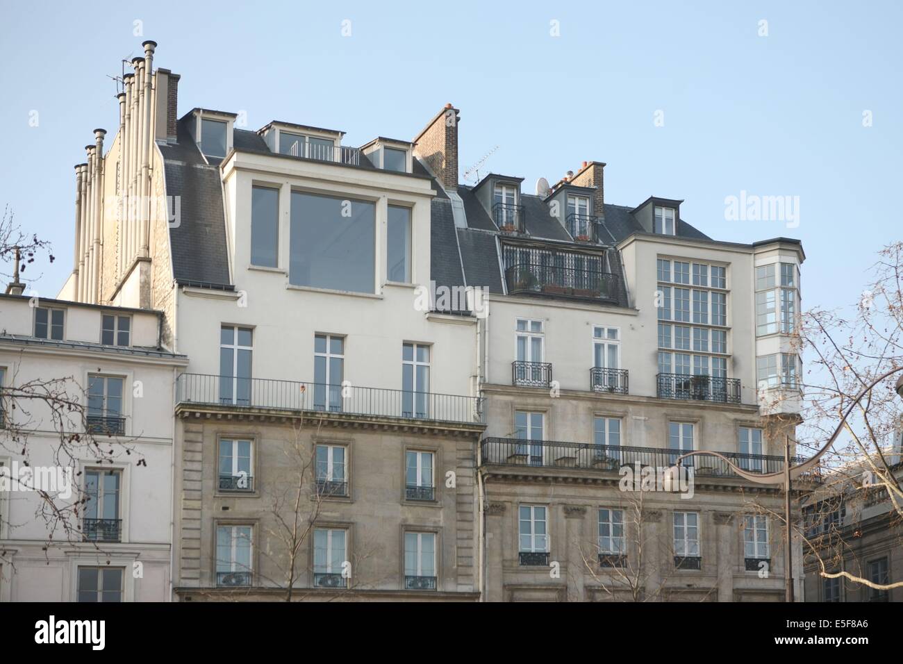 France, ile de france, paris 5e arrondissement, 21 quai malaquais, haut inattendu d'un immeuble, elevation. Date : 2011-2012 Stock Photo