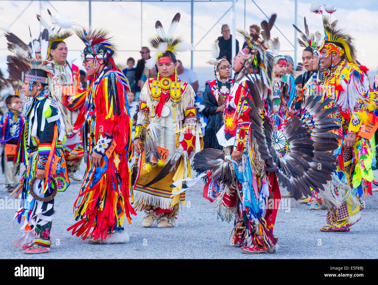 Native Americans takes part at the 25th Annual Paiute Tribe Pow Wow Stock Photo