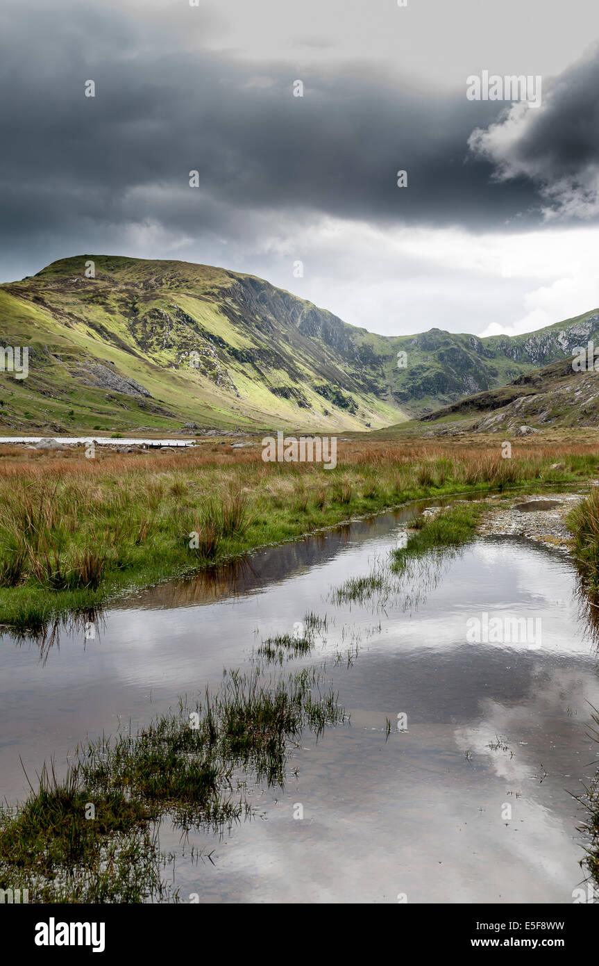Carneddau hills and mountain range above Dolgarrog North Wales Stock