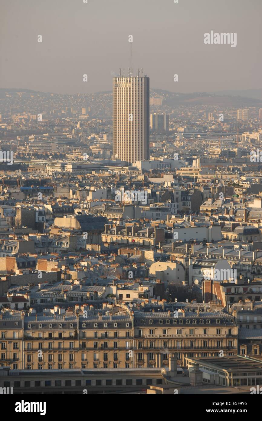France, ile de france, paris 7e arrondissement, tour eiffel, vue depuis le 2e etage, vers le nord, concorde la fayette, tour, hotel, Stock Photo