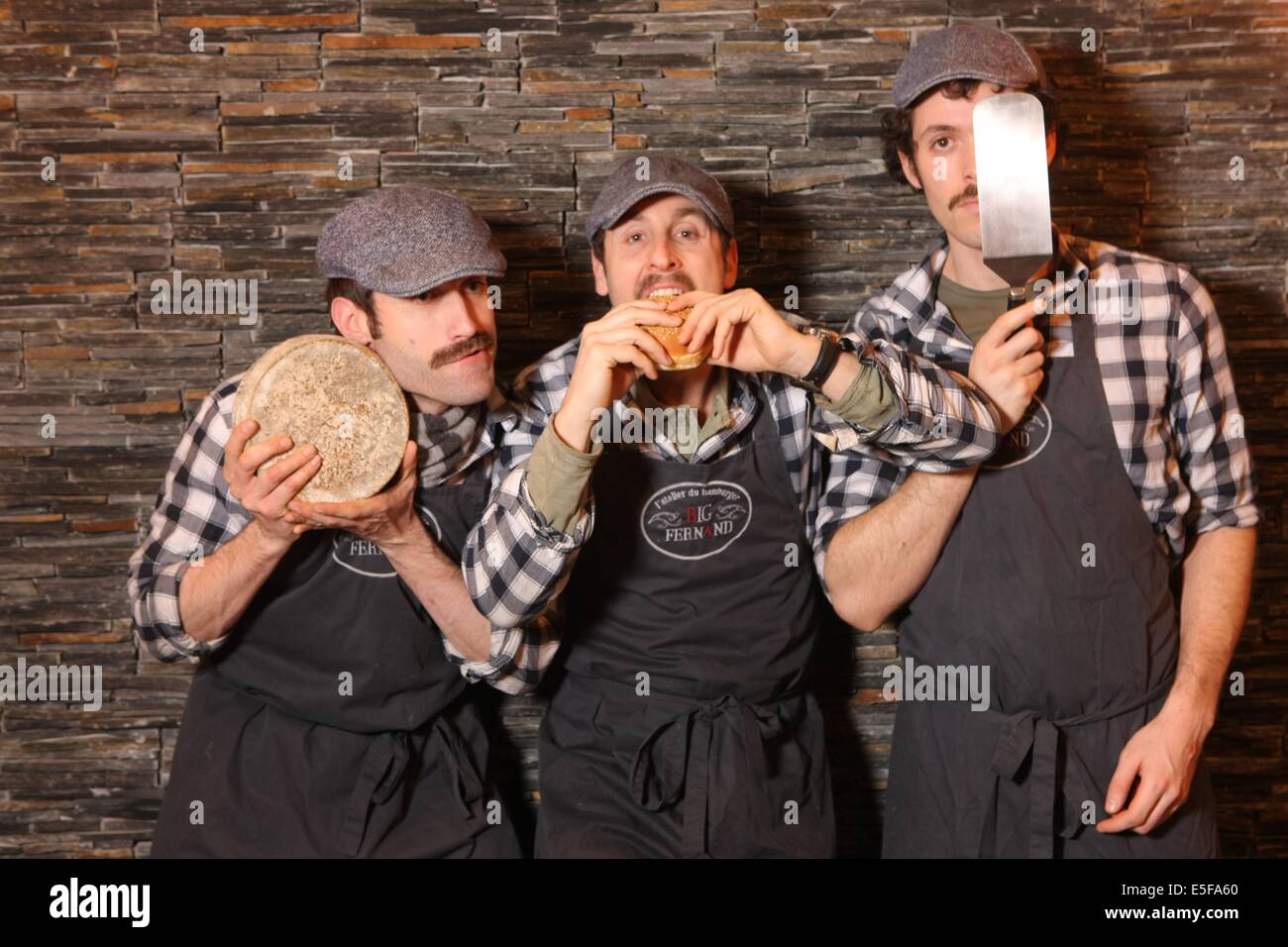Les 3 fondateurs des restaurants Big Fernand Stock Photo
