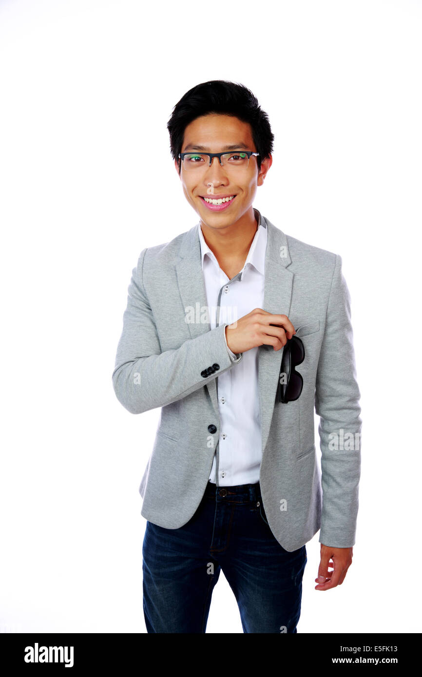Portrait of a smiling asian man over white background Stock Photo - Alamy