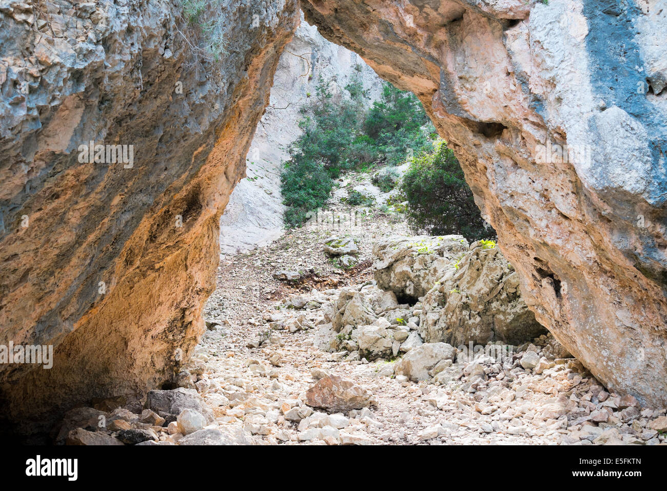 Trekking trail to cala goloritze, Baunei, Sardinia, Italy Stock Photo