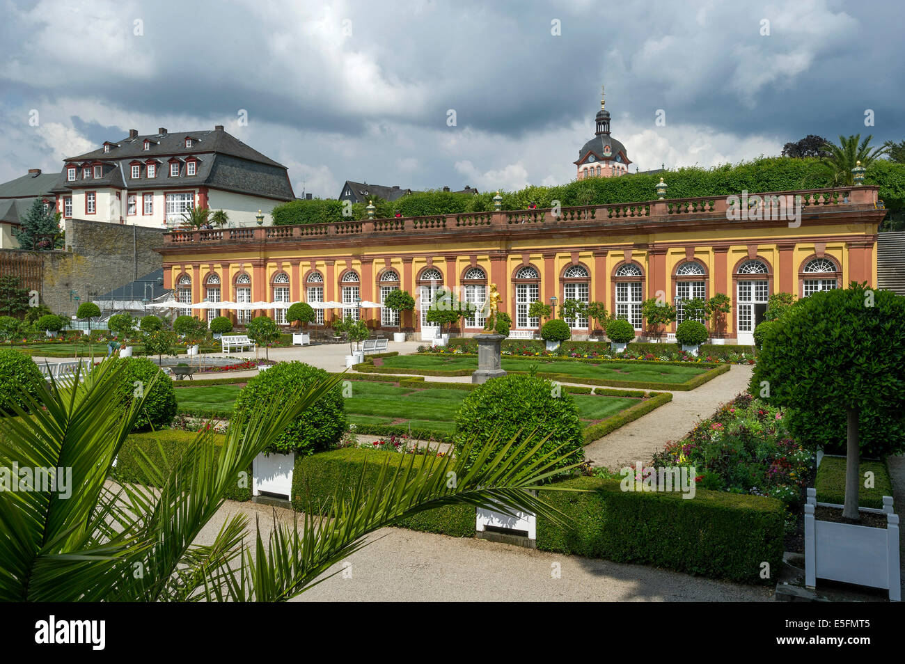 Lower Orangery, baroque palace gardens, Schloss Weilburg castle, old town, Weilburg, Hesse, Germany Stock Photo