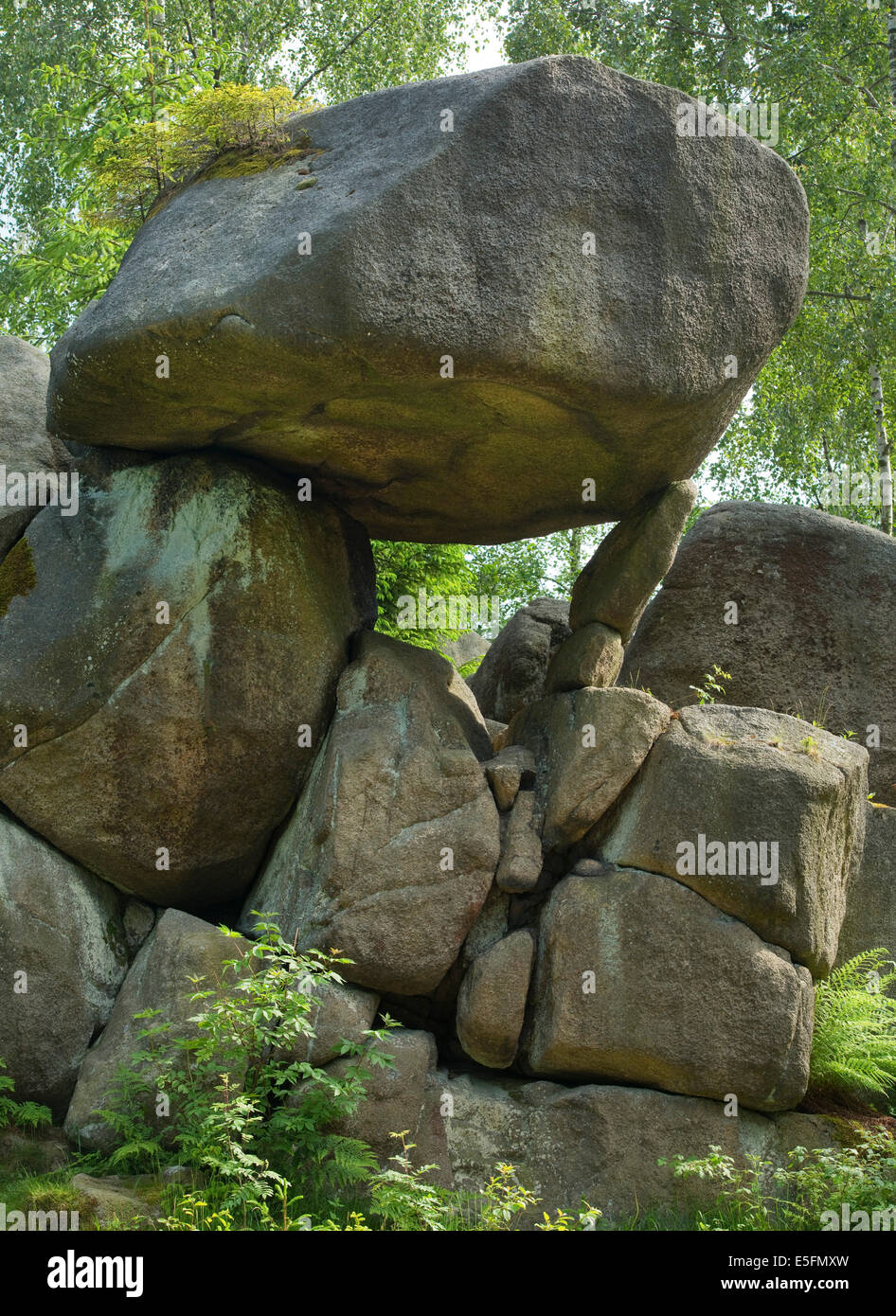 Mausefalle or mousetrap rock formation, near Goslar, Harz, Lower Saxony, Germany Stock Photo