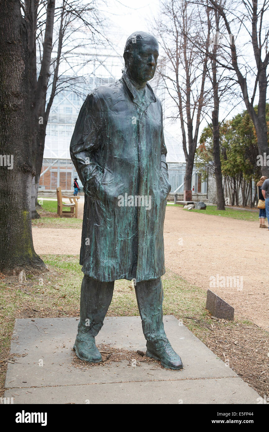 Sculpture by  George Segal Called "Walking Man" ( 1988 ) at  Minneapolis sculpture garden, Walker art center, USA. Stock Photo