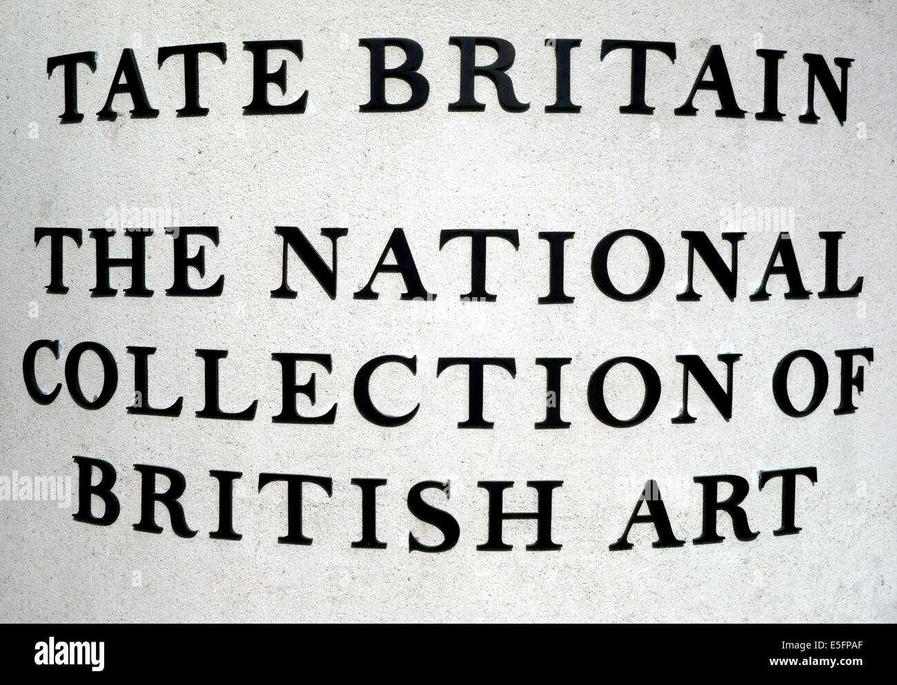 Sign outside Tate Britain art gallery, Millbank, London Stock Photo