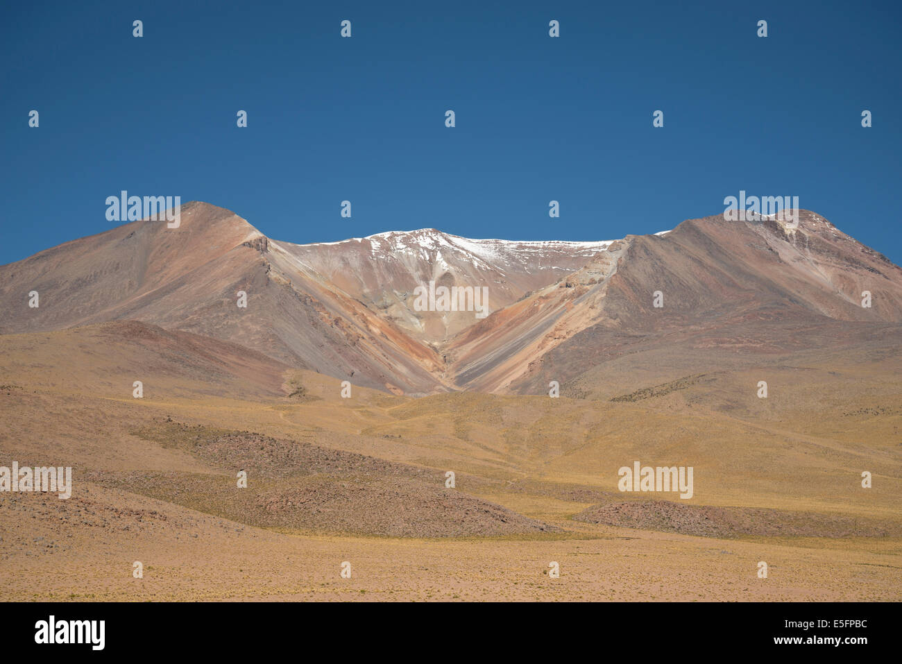 Snow capped volcano in Southern Bolivia. Stock Photo
