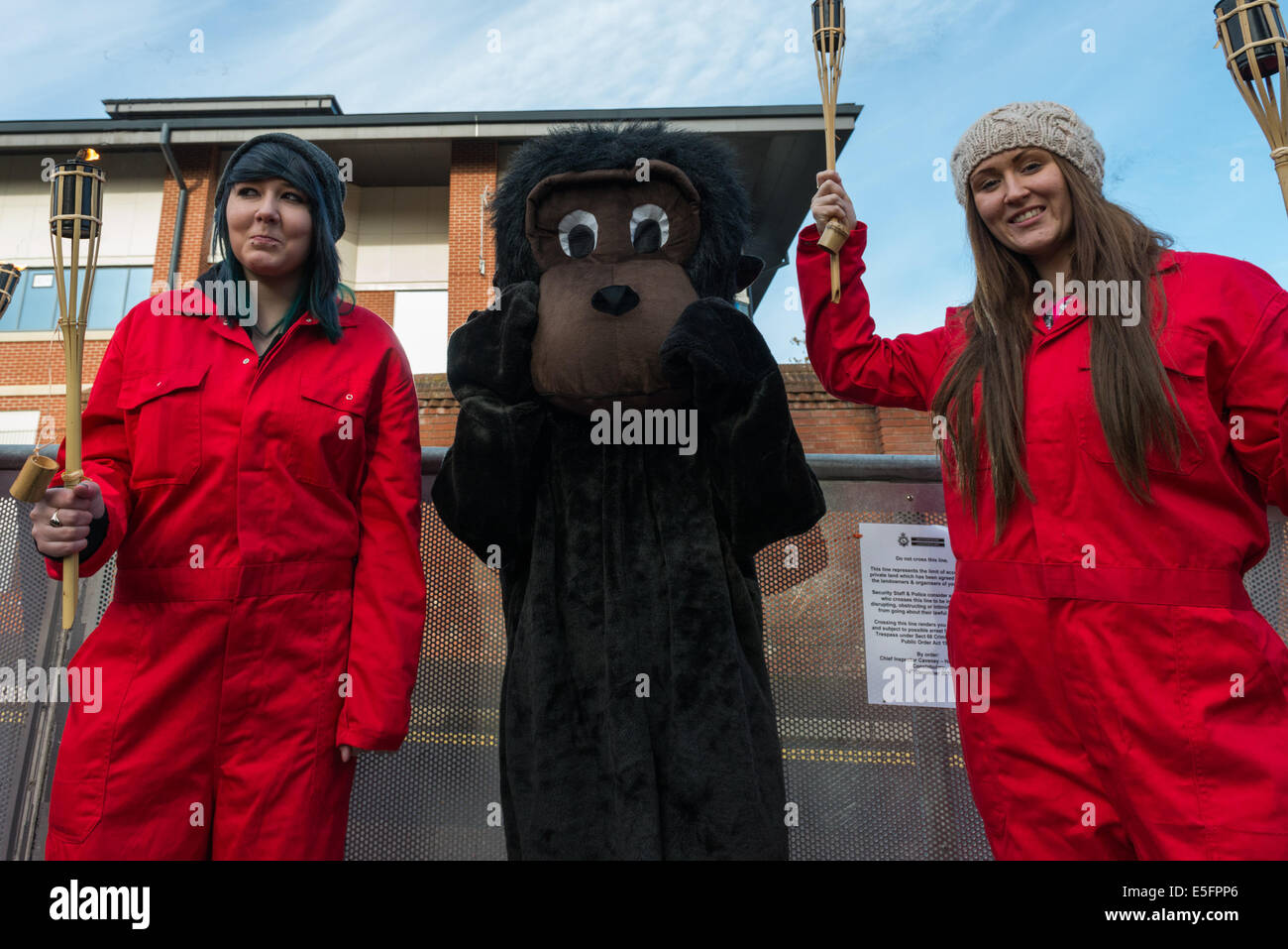 Protest against animal testing outside nibsc in hertfordshire stock