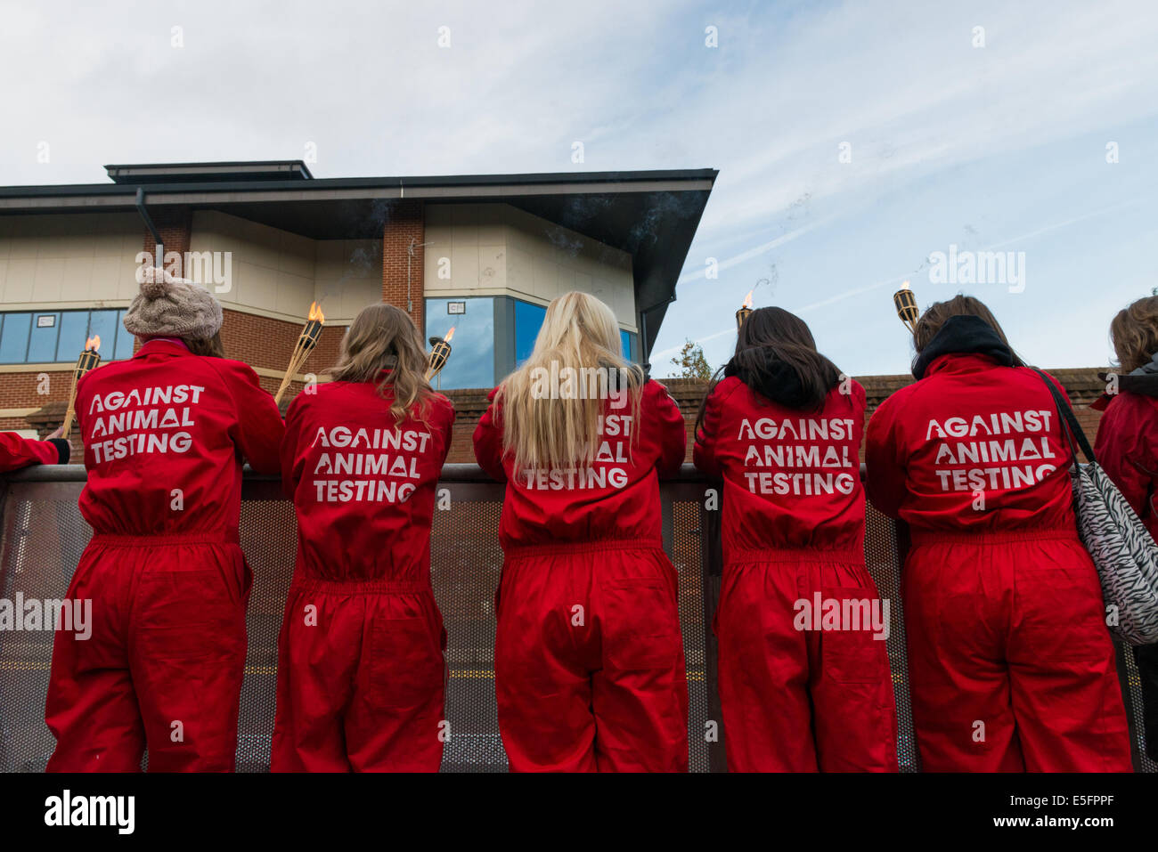 Protest against animal testing outside nibsc in hertfordshire stock