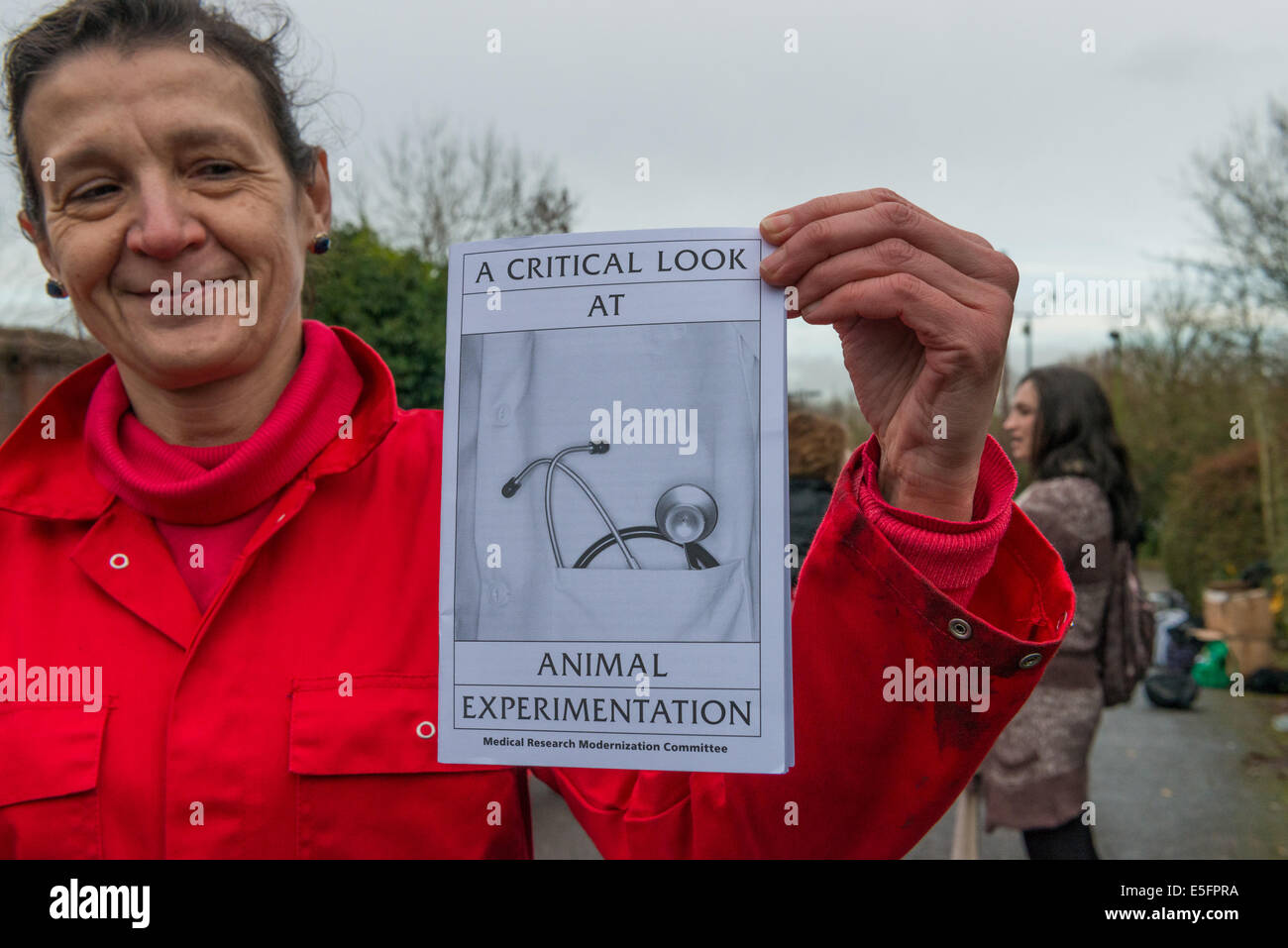 Protest against animal testing outside nibsc in hertfordshire stock