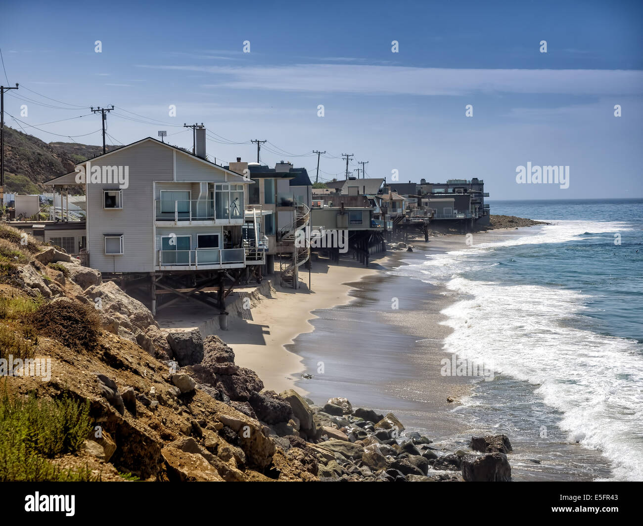 Houses at the Pacific Coast in California, USA Stock Photo