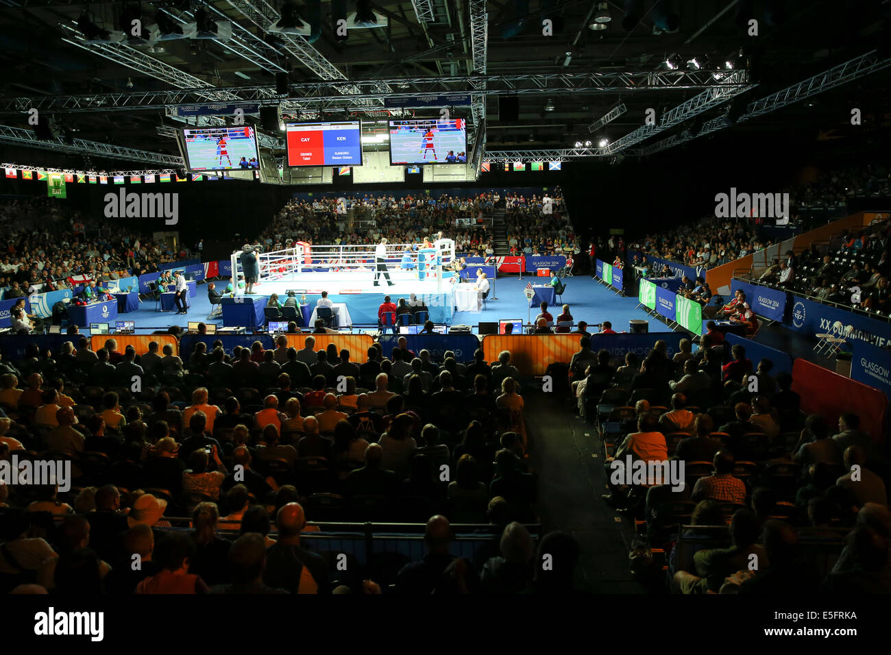 SECC, Glasgow, Scotland, UK. 30th July, 2014. Commonwealth Games day 7.  Boxing arena.  Women's Fly and Light qualifiers and Men's Bantam and Heavy qualifiers. Credit:  ALAN OLIVER/Alamy Live News Stock Photo