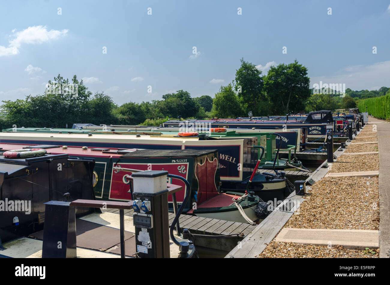 Narrow boats moored at Alvechurch Marina on the Worcester Birmingham Canal Stock Photo