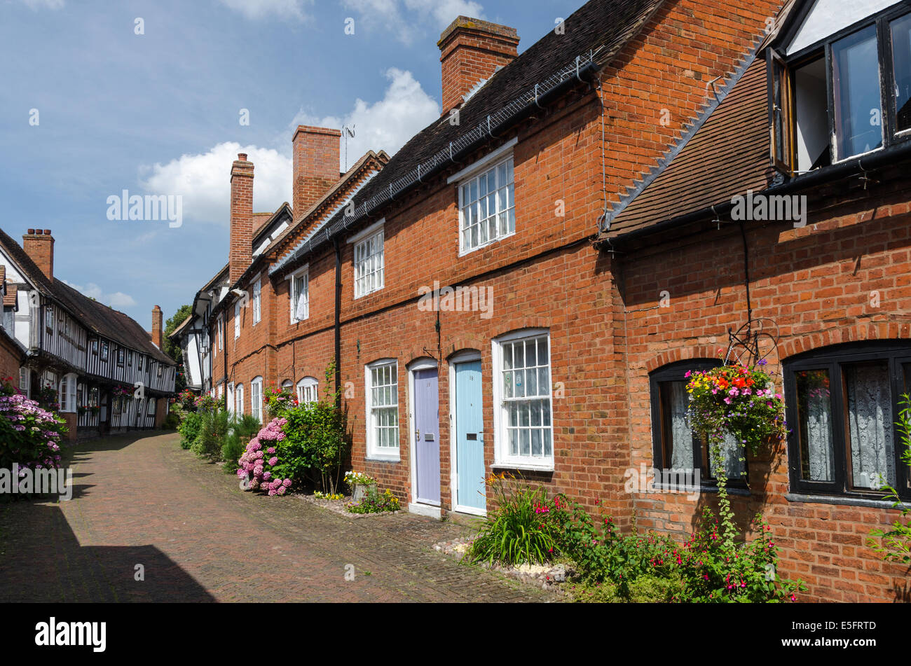 Malt Mill Lane in the Warwickshire town of Alcester contains a number of preserved Tudor houses