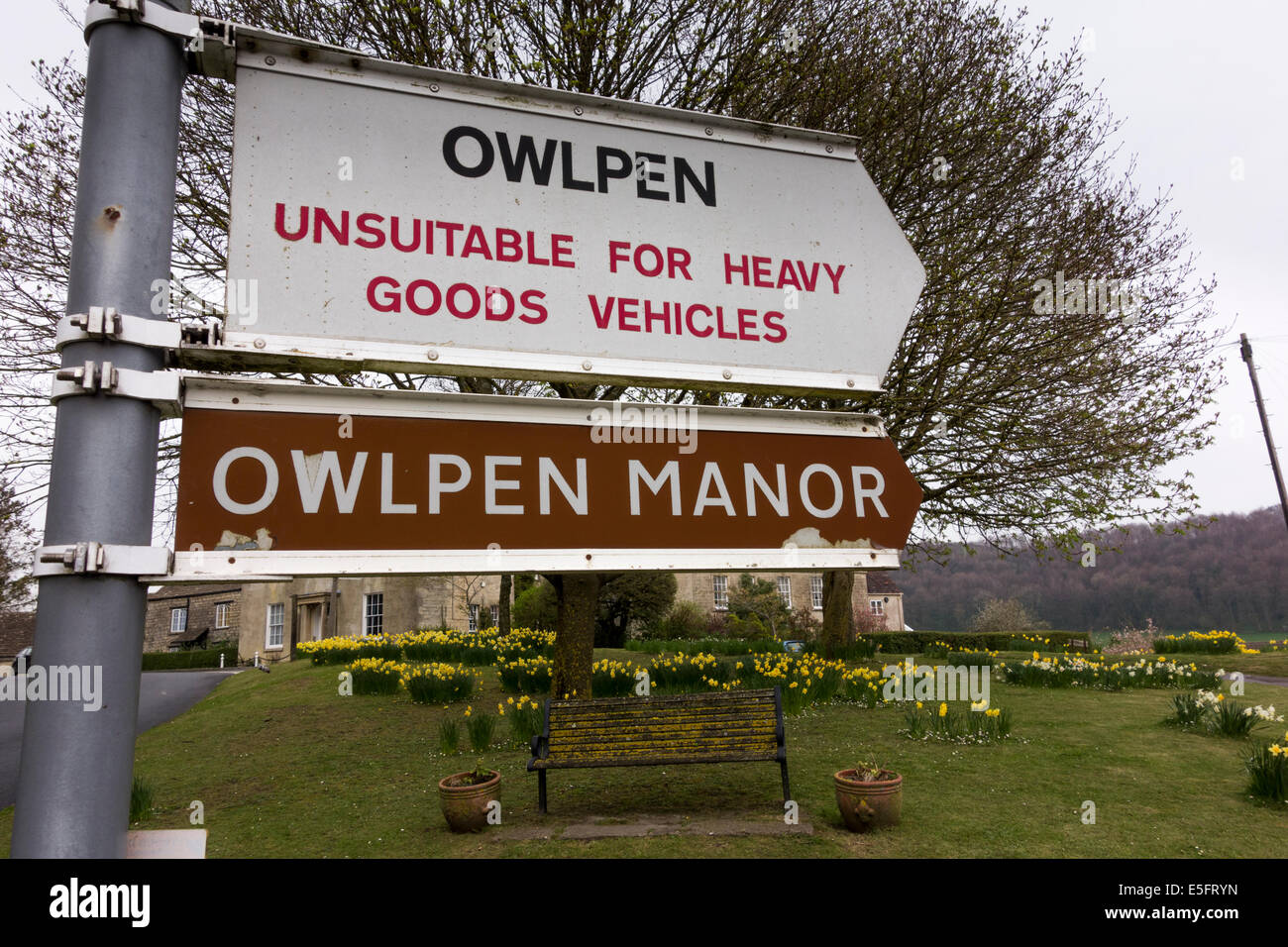 Owelpen Manor sign in Uley, Gloucestershire, UK Stock Photo