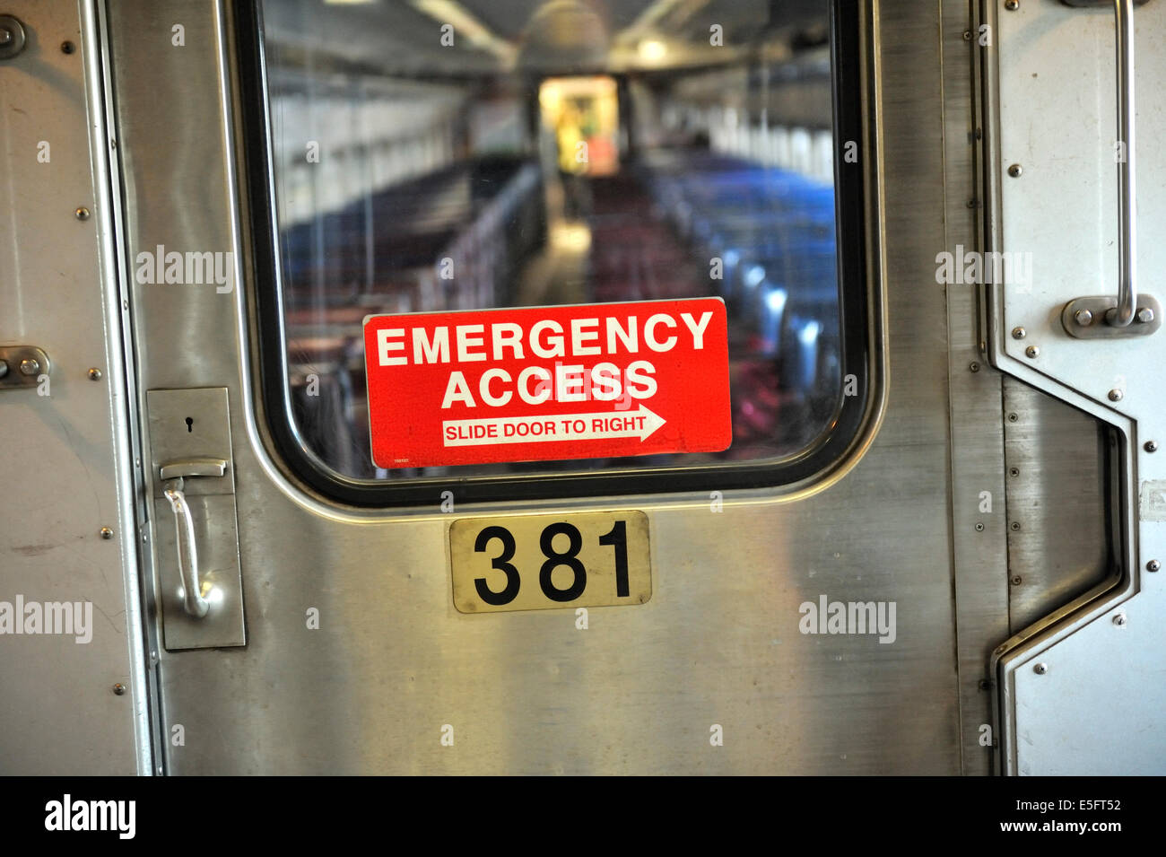 emergency access door on train. New York, USA Stock Photo Alamy