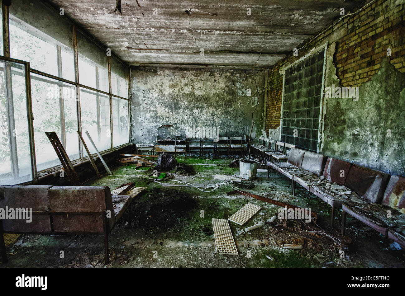Pripyat ghost town in the Chernobyl exclusion zone, Ukraine Stock Photo