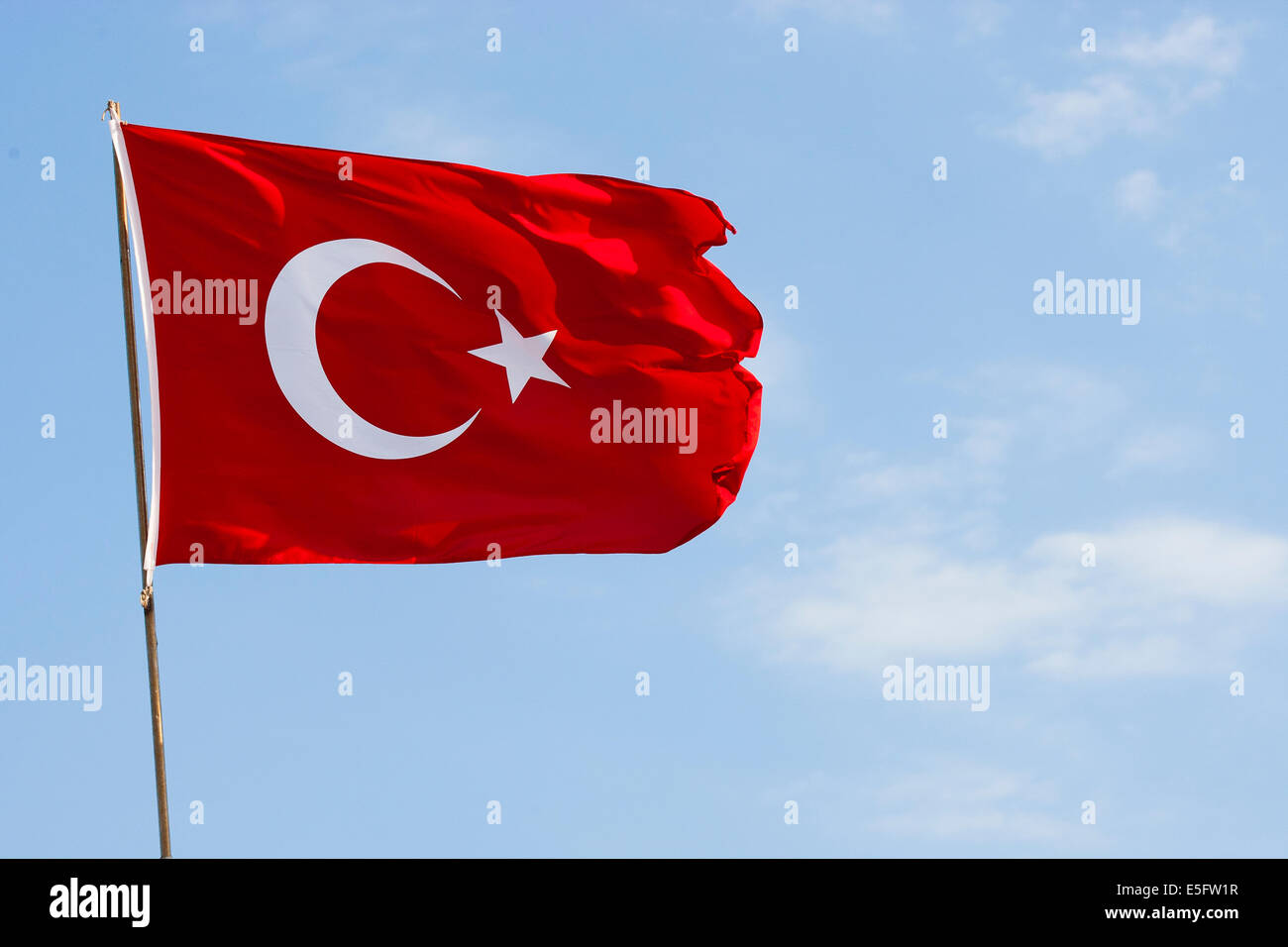 ADRASAN, TURKEY Turkish flag. Stock Photo