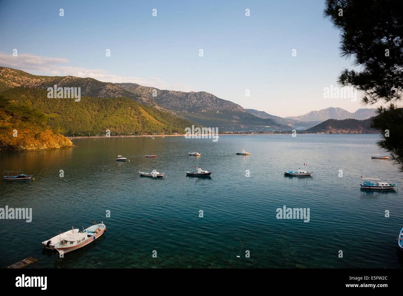 ADRASAN, TURKEY View of small boats in Adrasan Bay. Stock Photo