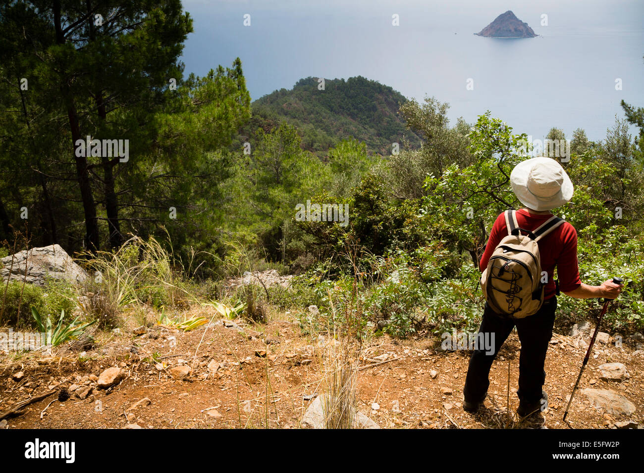 ADRASAN, TURKEY Exodus trekking clients on Lycian Way. Stock Photo