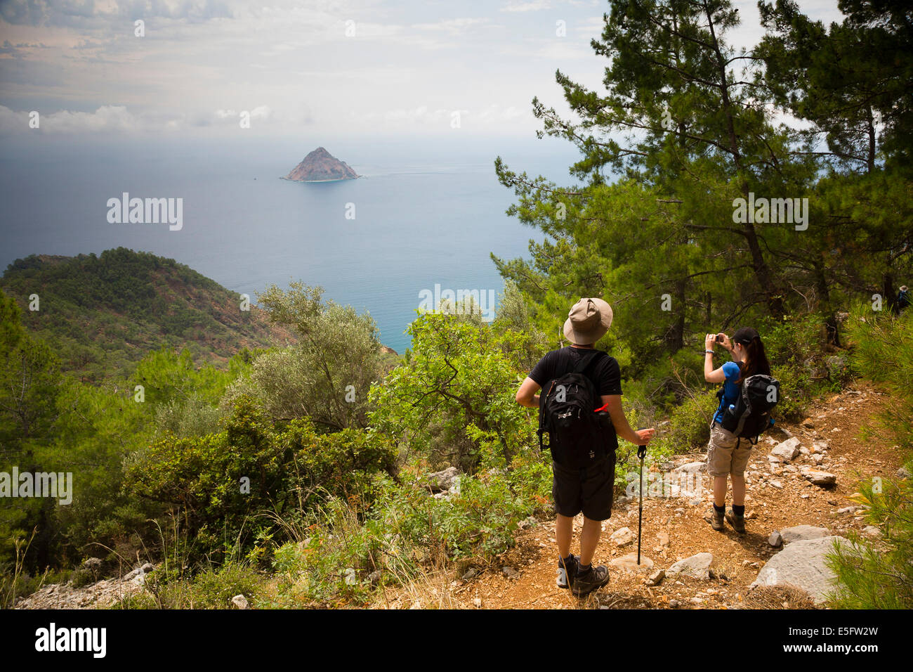 ADRASAN, TURKEY Exodus trekking clients Clare Hall and Stan Horab on Lycian Way. Stock Photo