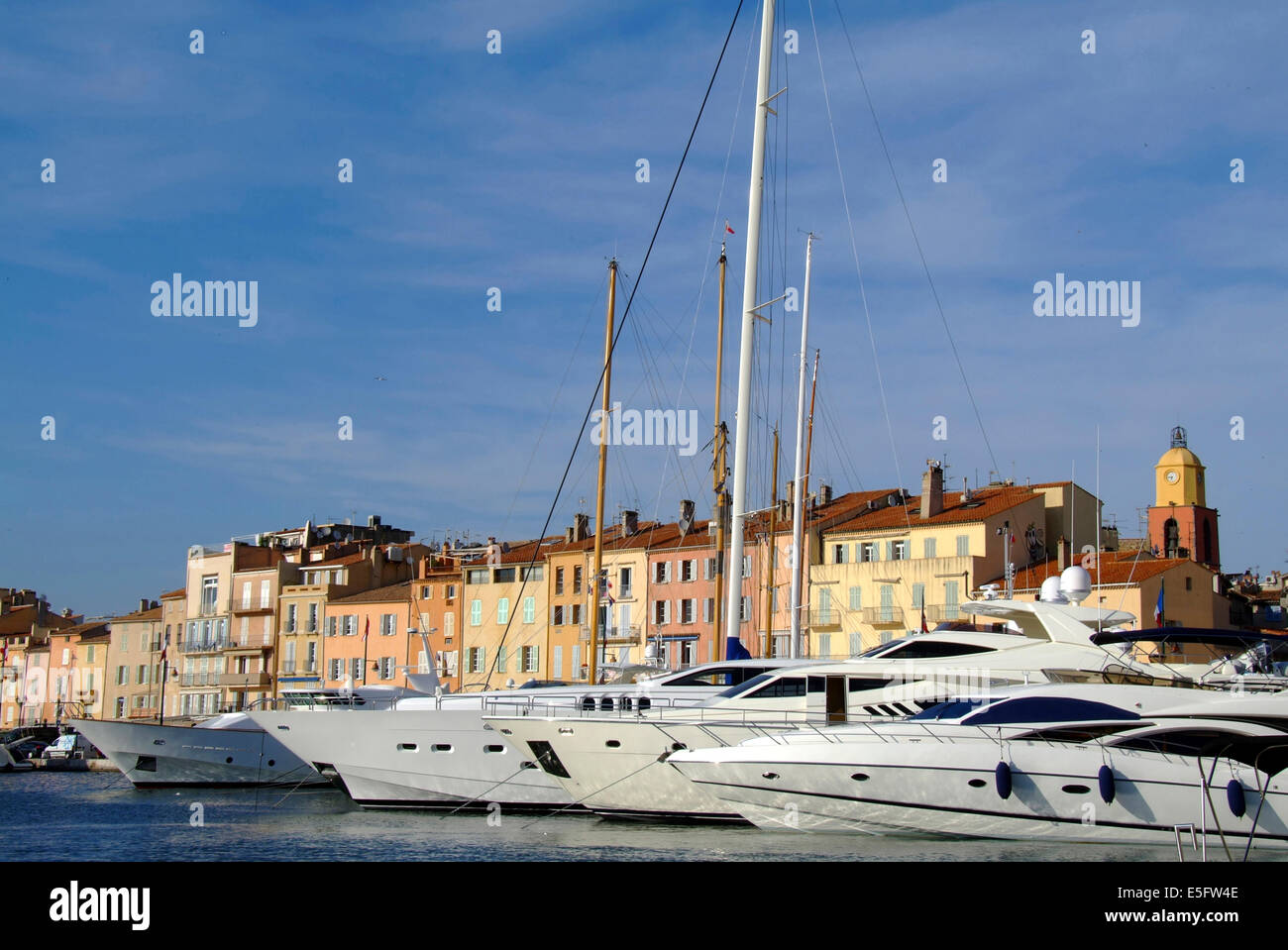 Yachts at waterfront  St. Tropez - Cote d'Azur Provence France Stock Photo