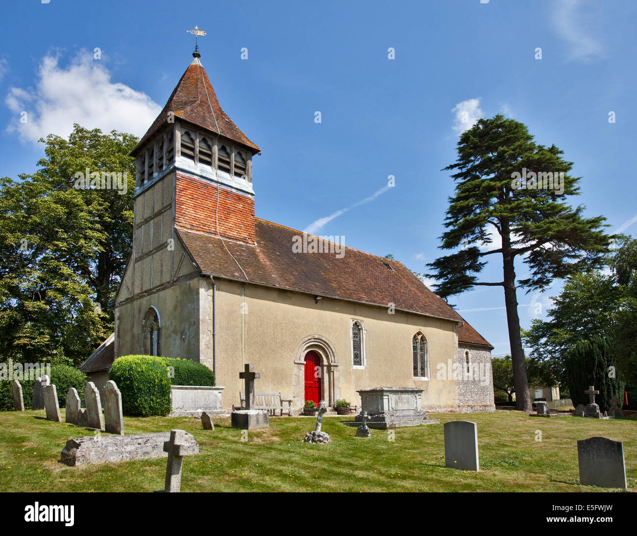 St Swithun's Church, Martyr Worthy, Hampshire, England Stock Photo
