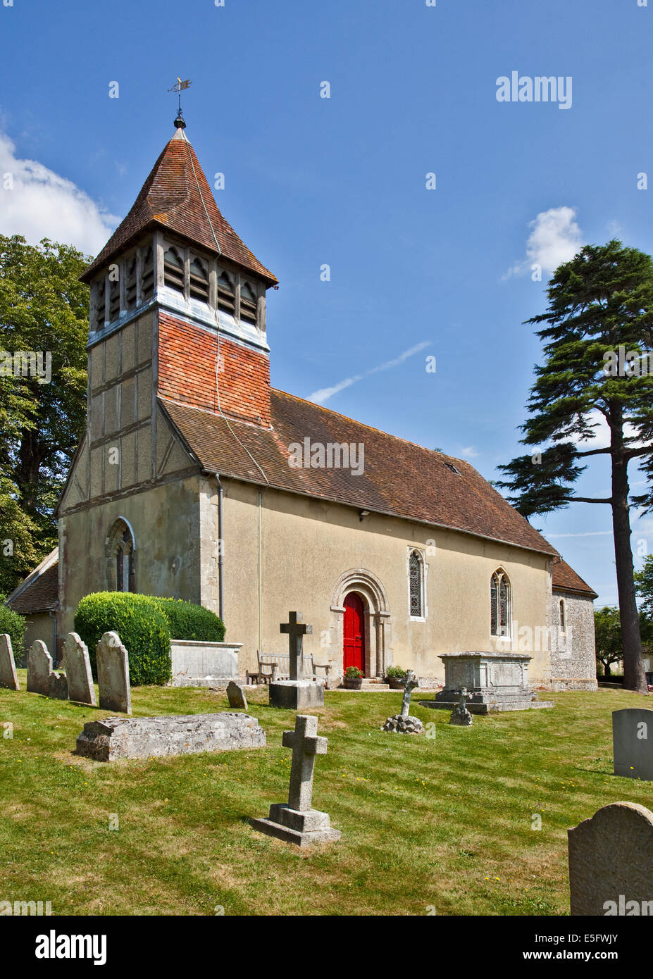 St Swithun's Church, Martyr Worthy, Hampshire, England Stock Photo