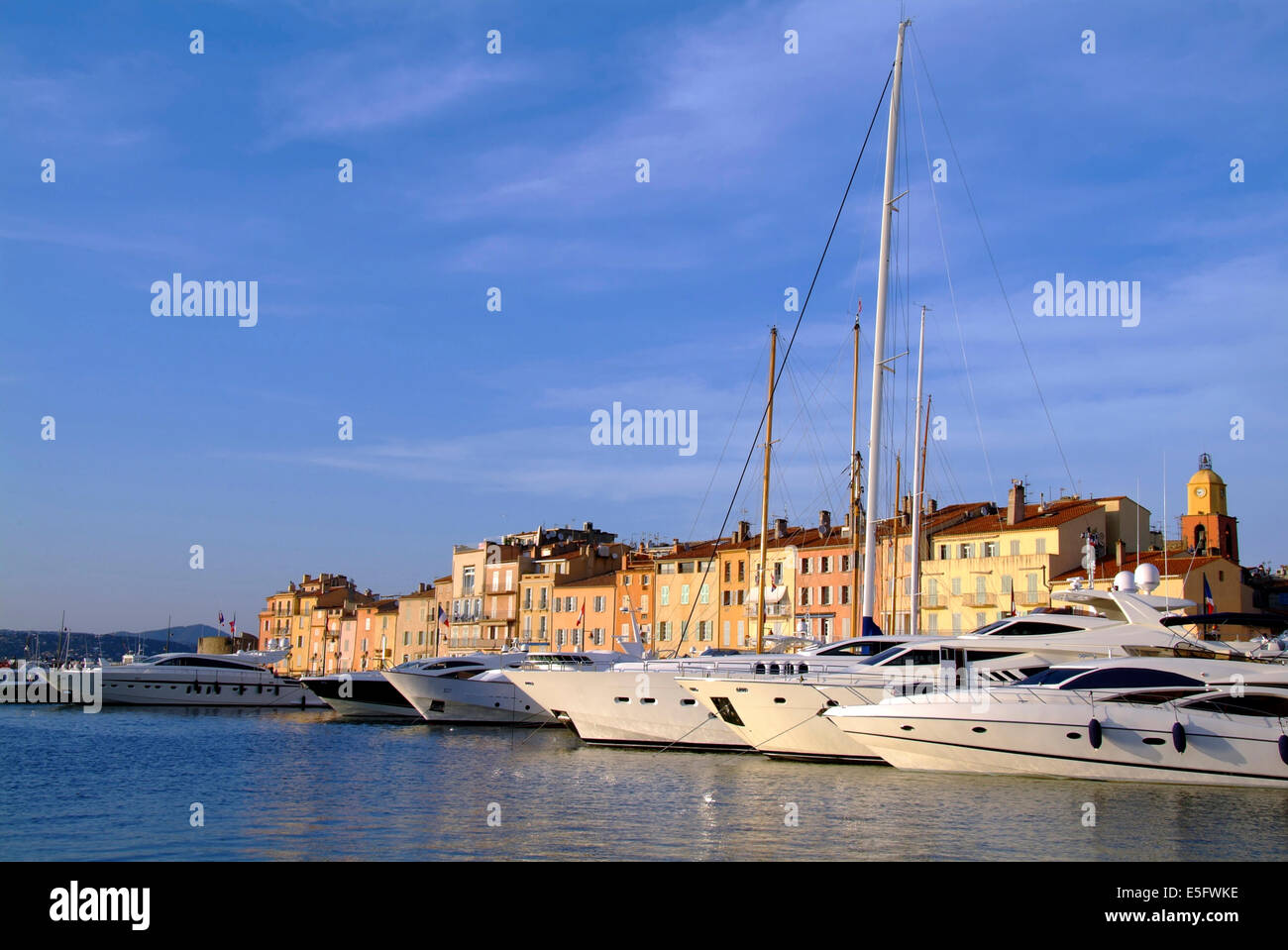 Yachts at waterfront  St. Tropez - Cote d'Azur Provence France Stock Photo