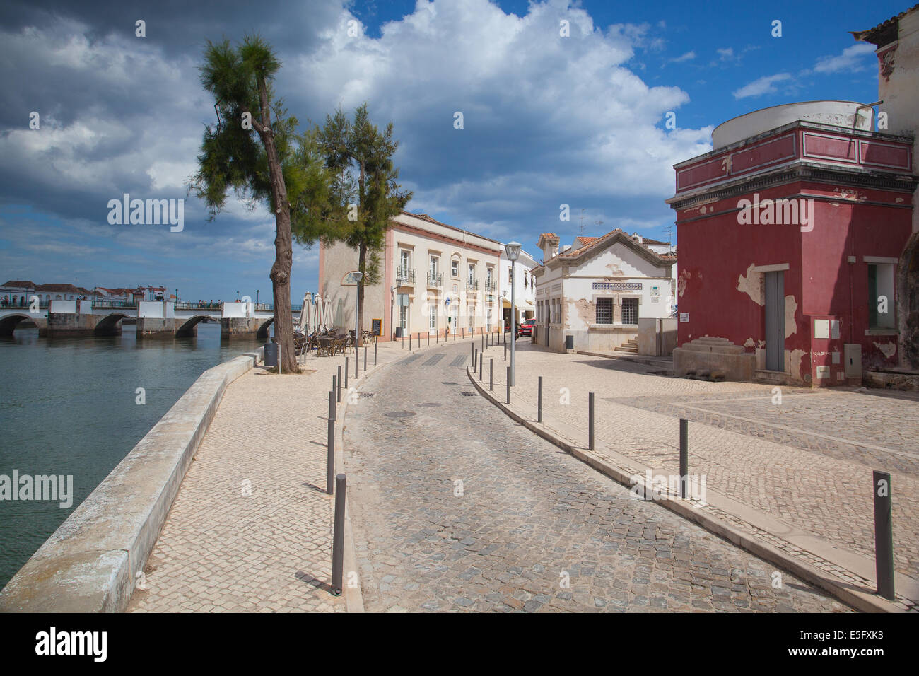 TAVIRA,PORTUGAL - JULY 2, 2014: Historic architecture with Moorish elements in Tavira city, Algarve,Portugal Stock Photo
