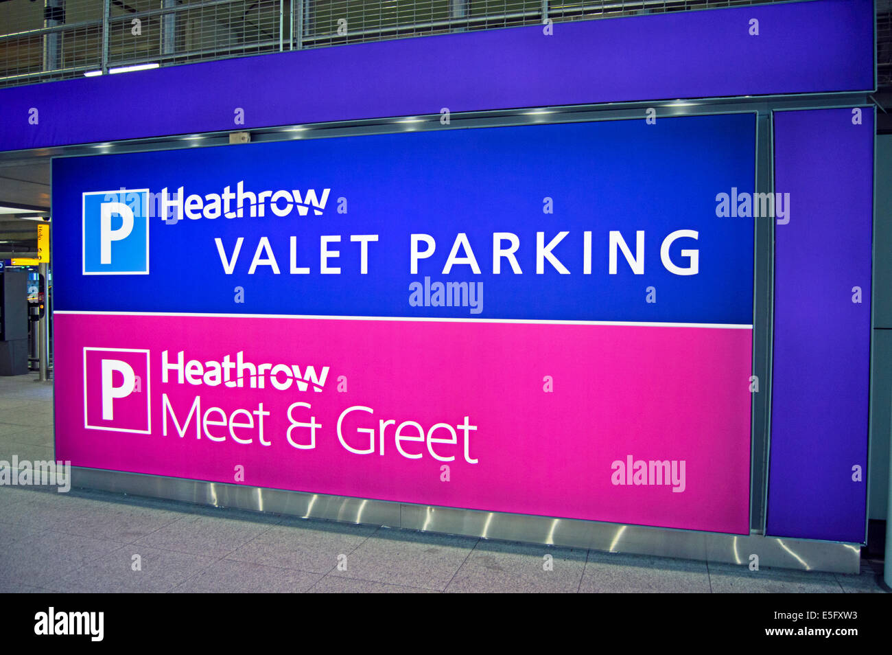 Heathrow Terminal 2 (The Queen's Terminal) valet parking sign, London, England, United Kingdom