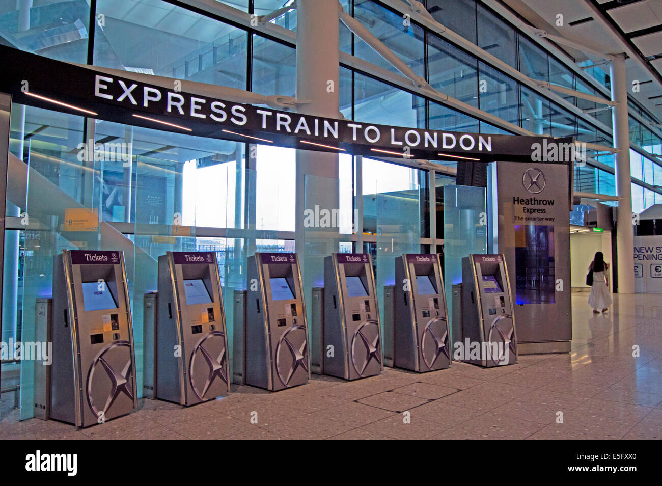 Heathrow Terminal 2 (The Queen's Terminal) heathrow express ticket  machines, London, England, United Kingdom Stock Photo - Alamy