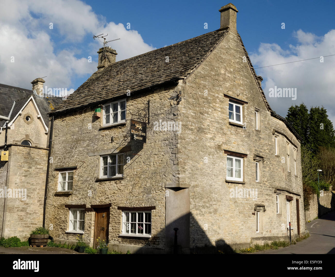 Grade 2 listed Cotswold stone buildings in Minchinhampton, Gloucestershire, UK Stock Photo