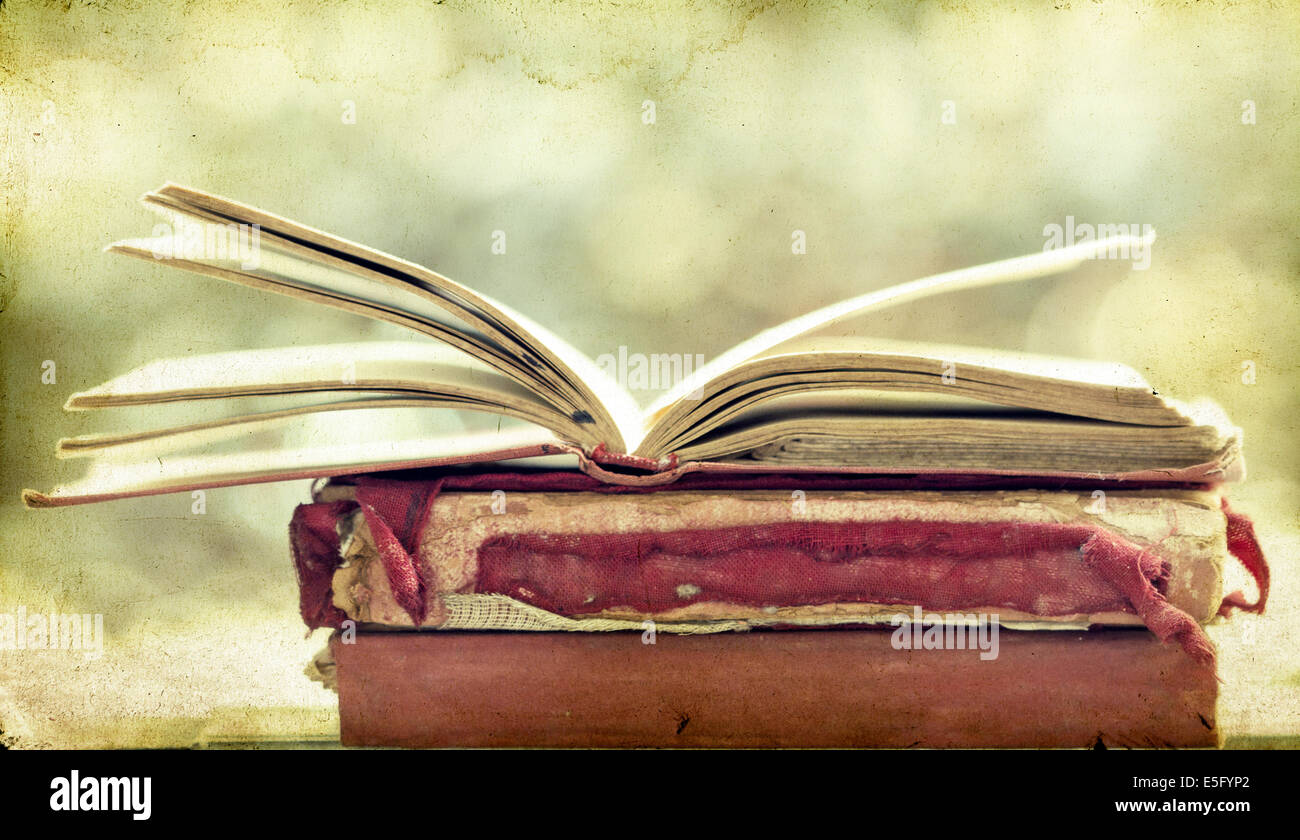 Vintage photo of old books Stock Photo - Alamy