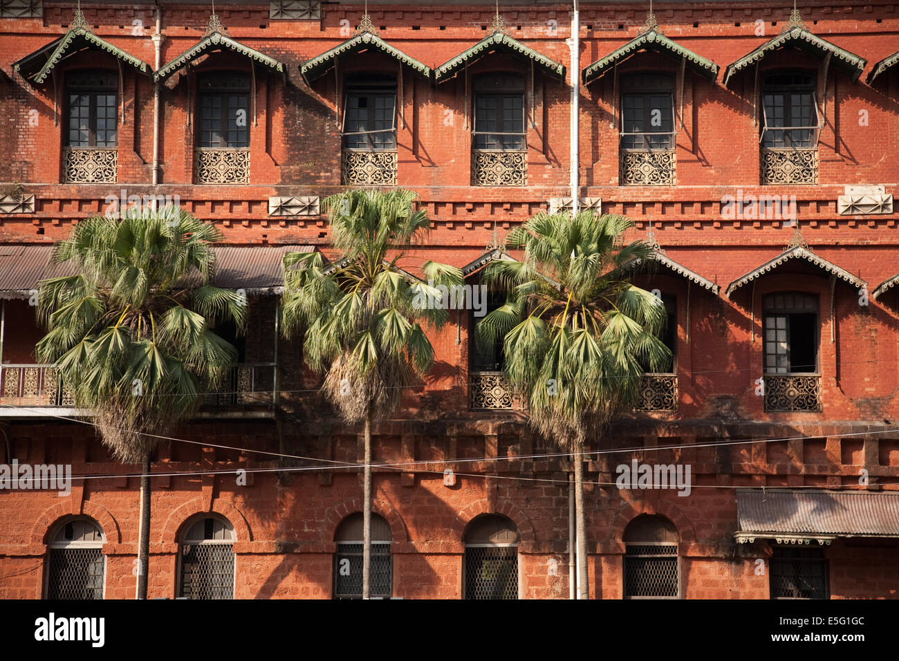 Colonial architecture of the old Rangoon railway station building, Yangon, Myanmar Stock Photo