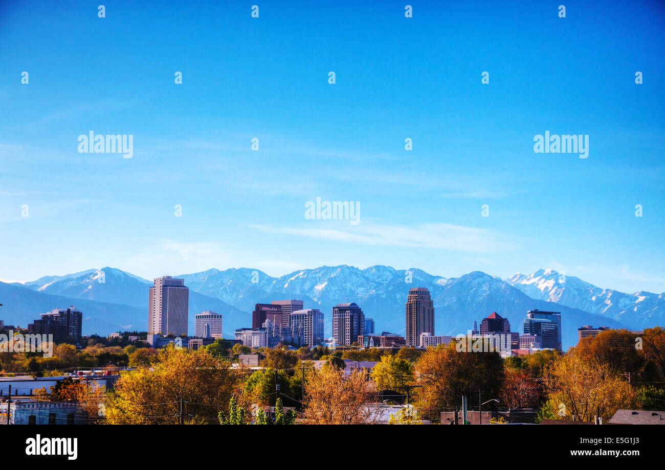 Salt Lake City overview on a sunny day Stock Photo