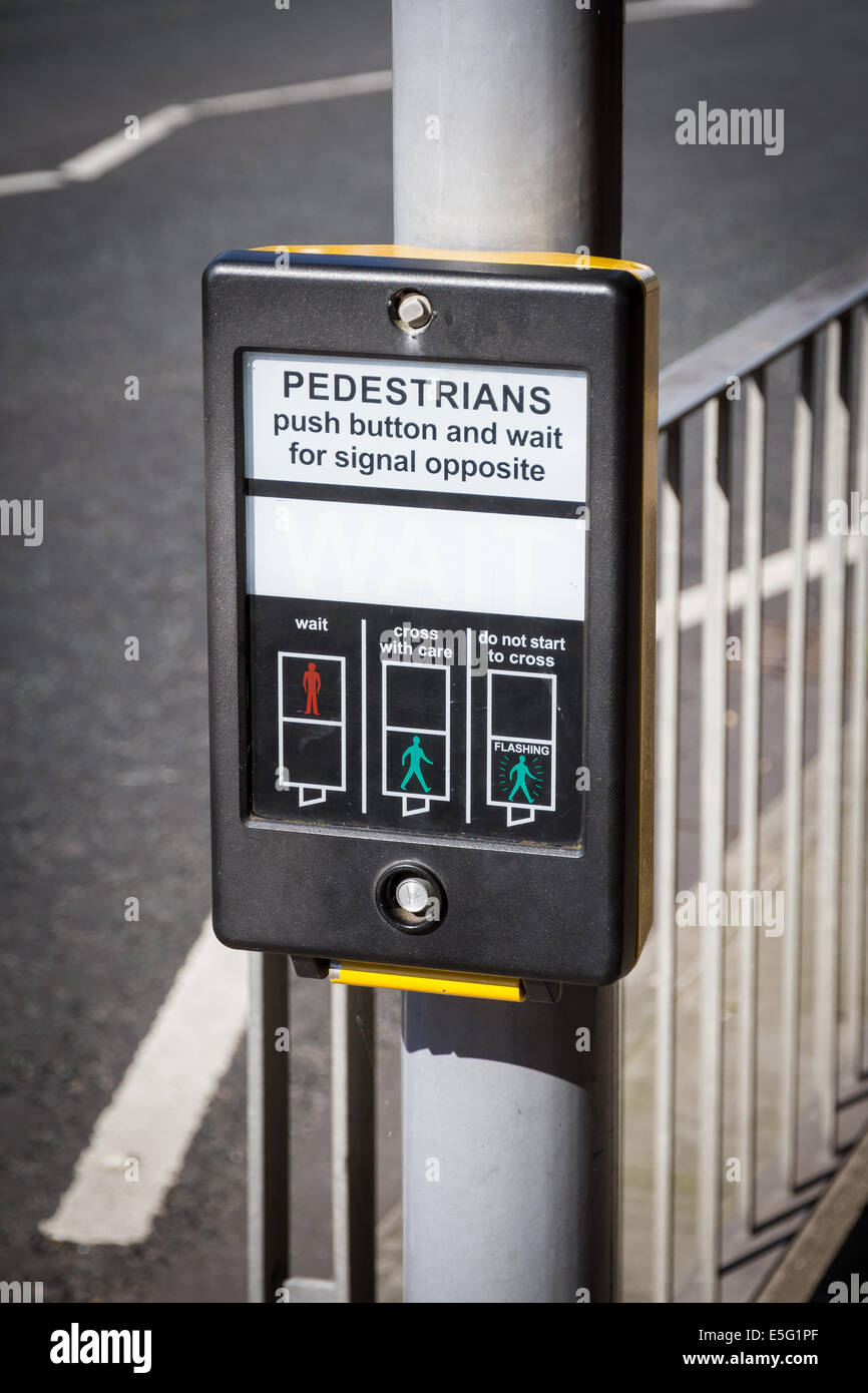 Push button at a UK pedestrian crossing Stock Photo