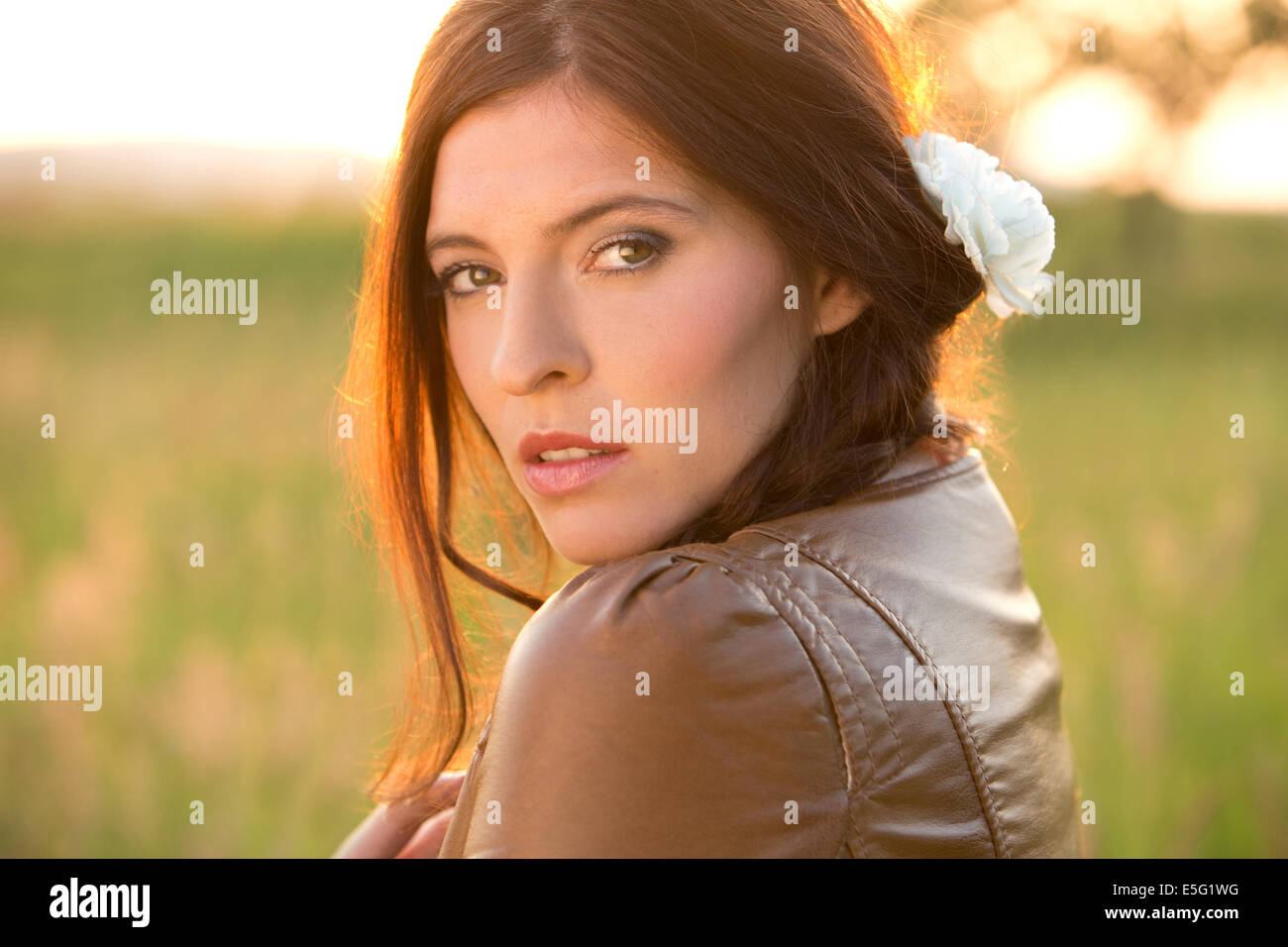 Brunette woman long hair hi-res stock photography and images - Alamy