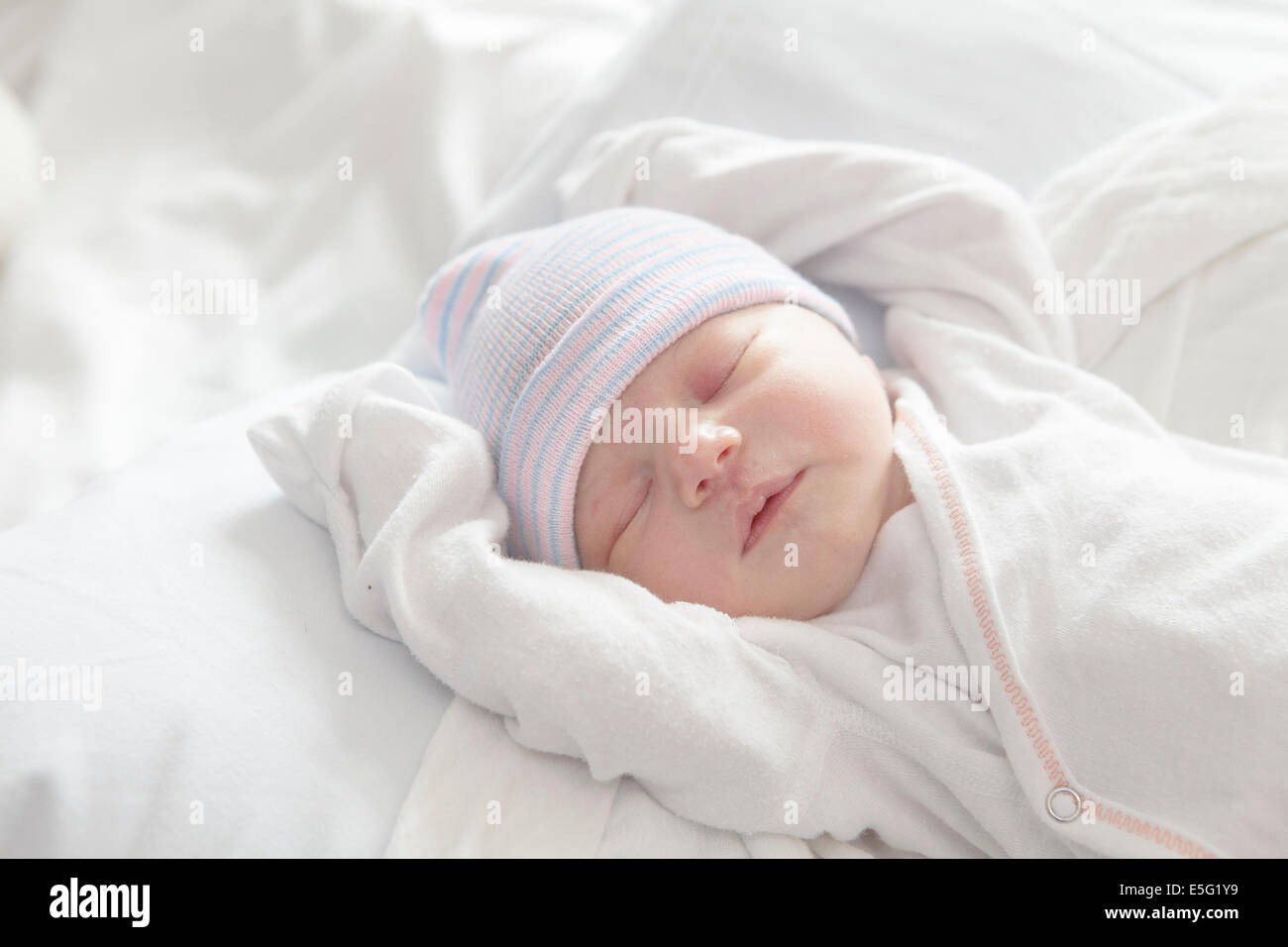 View of sleeping baby (0-1 month) Stock Photo