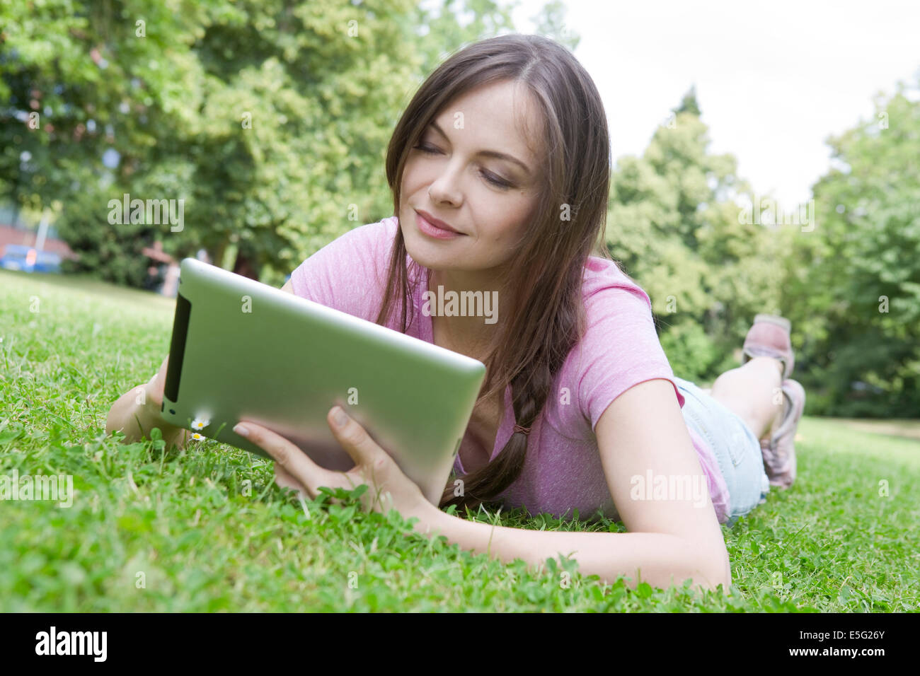 Woman with tablet computer Stock Photo